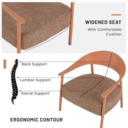 Holiday - Modern 2-Piece Accent Chair Set with Coffee Table – Apricot Brown PP & Steel Frame Sofa Set, Soft Cushioned Seating for Living Room, Lounge, Balcony (2 Chairs + 1 Table)