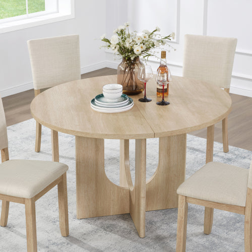 47.3 Inch Round Dining Table, Light Oak