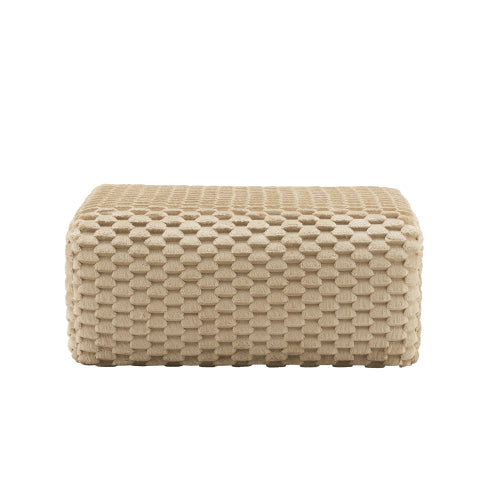 Light Camel Flannelette Modular Ottoman Footrest, Match Ergonomic Curved Modular Sectional Sofa