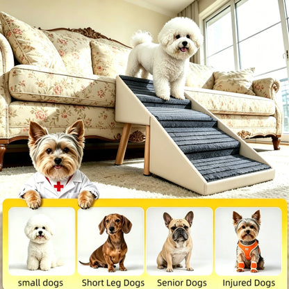 Beige 2-in-1 Foldable 4-Step Dog Ramp Ottoman 18.89 inch, Foldable Foot Stool for Small Dogs