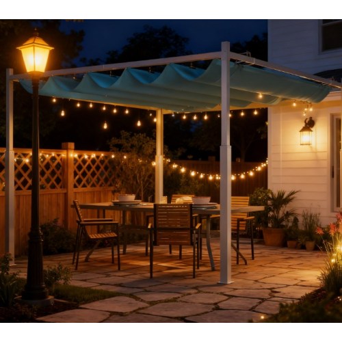 Outdoor Pergola,Retractable Pergola Canopy with Magnetic Fixture