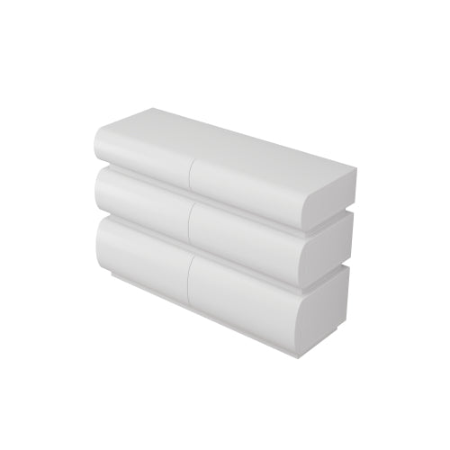 6 Drawer Dresser for Bedroom, White Dresser No Handle, Modern 6 Chest of Drawers with Wide Storage