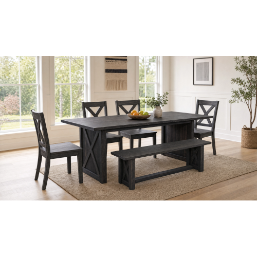 70.87inch Farmhouse Dining Table for 6-8, Rustic Rectangular Wood Kitchen Table, Gray