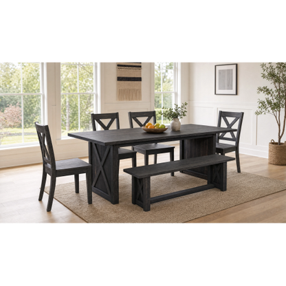 70.87inch Farmhouse Dining Table for 6-8, Rustic Rectangular Wood Kitchen Table, Gray