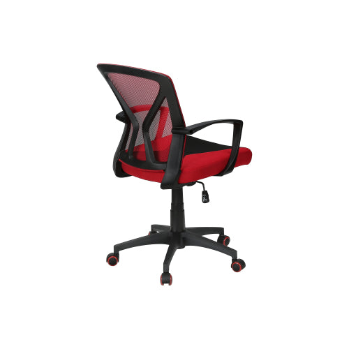 Office Chair, Adjustable Height, Swivel, Ergonomic, Armrests, Computer Desk, Work, Red Mesh, Black Metal, Contemporary, Modern