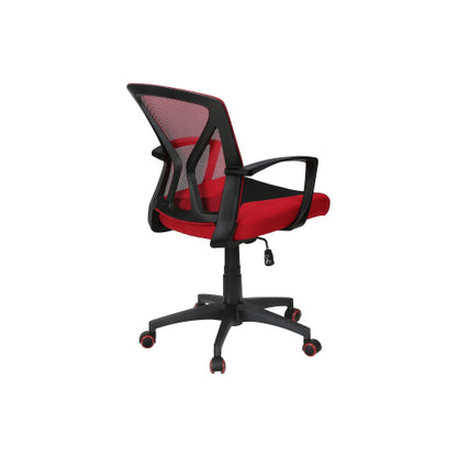 Office Chair, Adjustable Height, Swivel, Ergonomic, Armrests, Computer Desk, Work, Red Mesh, Black Metal, Contemporary, Modern