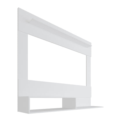 55.1 Inch White Wall-Mounted Floating Entertainment Center with Multi Open Storage Shelves
