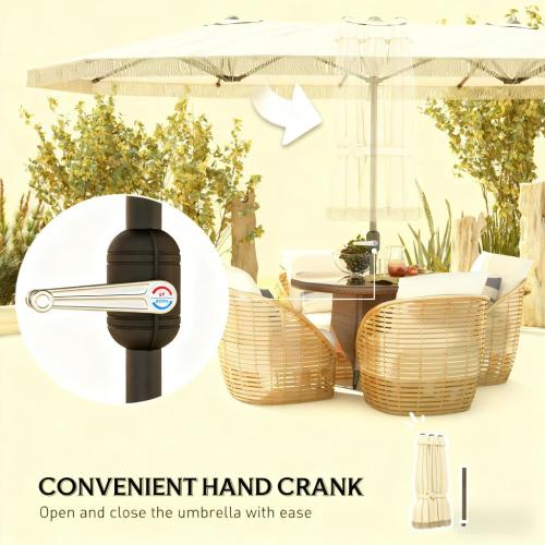 Extra Large Outdoor Umbrella,Rectangle Patio Umbrella,with Fringe and Crank Handle
