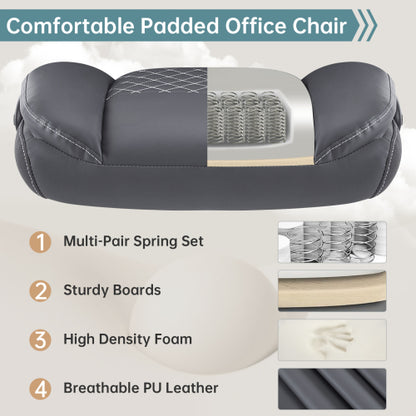 Leather Office Ergonomic Home Office Desk Chair, Back Support Swivel Executive Office Chair with Wheels and Flip-Up Armrests, Small Gaming Chair with Adjustable Rocking Function