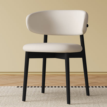 Set of 2 Black Ash Wood Mid-Century Dining Chairs, Minimalist Solid Wood Armless Side Chairs