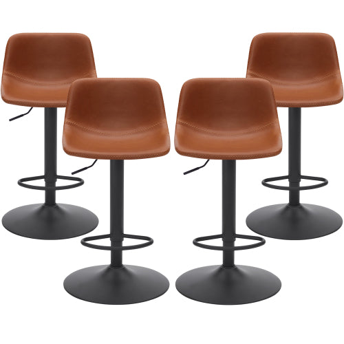 Adjustable Bar Stools Set of 2, Mid Century Modern Swivel Bar Stools, Industrial Bar Height Stools With Back Support Counter Height Bar Chairs Pu Leather Bar Stool for Kitchen Island Rustic Barstools