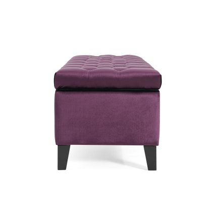 51 Inch Tufted Storage Ottoman Bench, Contemporary Diamond Stitch Upholstered Footstool with Soft Close Pressure Hinges