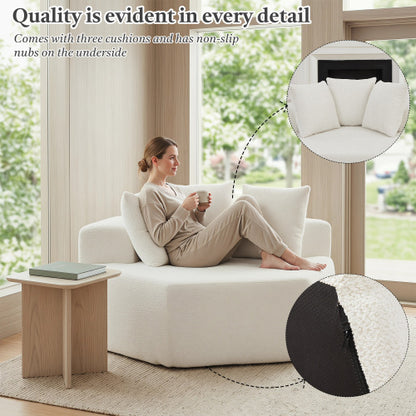 54-Inch Hexagonal Modular Chenille Lounge Chair, Compressed Foam Sofa