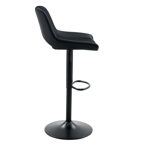 Modern Swivel Adjustable Bar Stools Set - 2 Pack, Black PU Material, with Footrest, Holds Up to 250 lbs, Suitable for Home Bars and Kitchen Islands .