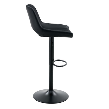 Modern Swivel Adjustable Bar Stools Set - 2 Pack, Black PU Material, with Footrest, Holds Up to 250 lbs, Suitable for Home Bars and Kitchen Islands .