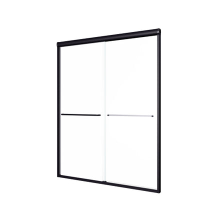 56"-60"W*72" H Semi-Frameless Double Sliding Shower Door, Bypass Shower Door, 1/4" (6mm) Thick SGCC Tempered Glass Door, Matte Black