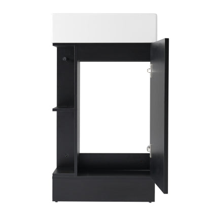 18.6" Bathroom Vanity with Sink, Bathroom Vanity Cabinet with Two-tier Shelf, Left or Right Orientation, Black (WF308491 New Color)