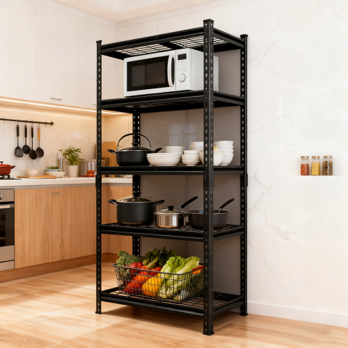 5 Tier Heavy Duty Storage Shelves Garage Shelving 2250 lb Load Boltless Assembly Black