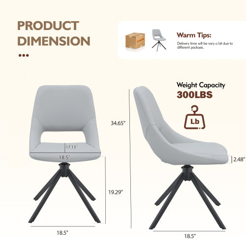 Swivel PU Leather Dining Chairs with Auto-Return, Set of 4, Light Gray