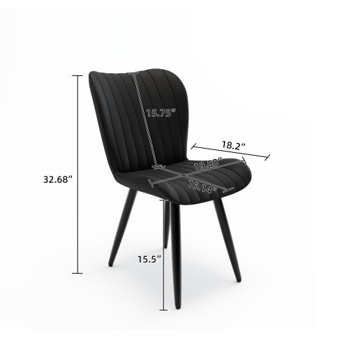 Set of 2 Modern PU Leather Dining Chairs, Armless Faux Leather Side Chairs with Metal Legs
