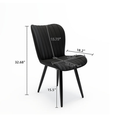 Set of 2 Modern PU Leather Dining Chairs, Armless Faux Leather Side Chairs with Metal Legs