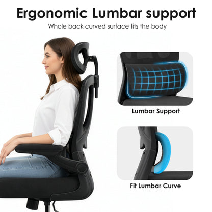 Ergonomic Office Chair, Desk Chair with Headrest and Lumbar Support, High Back Swivel Home Office Chair with Headrest for Home Office Bedroom
