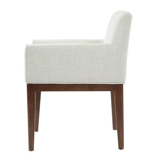 Upholstered Rubberwood Dining Armchairs, Set of 2, Beige/Brown
