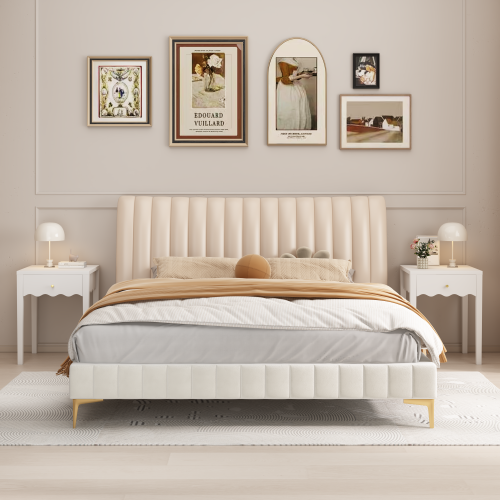 White Nightstand with Drawer, Modern Bedside Table with Wavy Apron Design, Compact End Table for Bedroom Living Room, Small Side Table with Storage