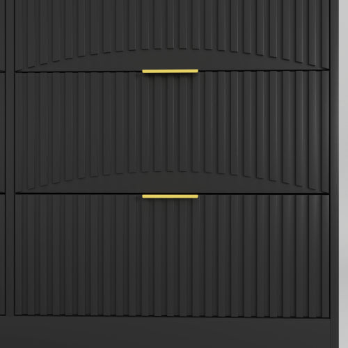 Modern 8 Drawers Dresser Chests for Bedroom,47.2" Wide Wood Chest of Drawers with Gold Metal Handle,Drawer Organizer for Bedroom,Living Room,Hallway and Entryway,Black