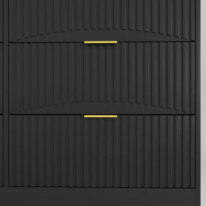 Modern 8 Drawers Dresser Chests for Bedroom,47.2" Wide Wood Chest of Drawers with Gold Metal Handle,Drawer Organizer for Bedroom,Living Room,Hallway and Entryway,Black