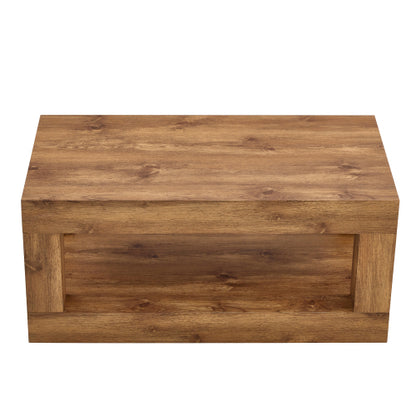 Modern 2-Tier Rectangular Coffee Table MDF Storage Center Table Walnut