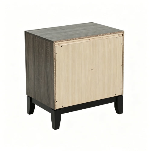 Modern 2 Drawer Nightstand with Wood Grain Finish, Solid Wood Frame Bedside Table