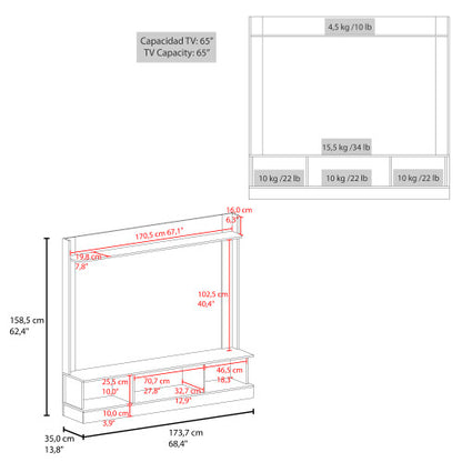 65 inch TV Entertainment Center Modern Media Console with Storage Shelves