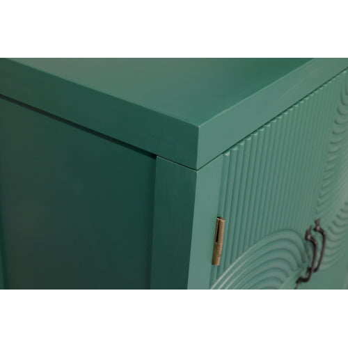 Green Mid Century Accent Cabinet with 4 Doors