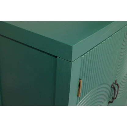 Green Mid Century Accent Cabinet with 4 Doors