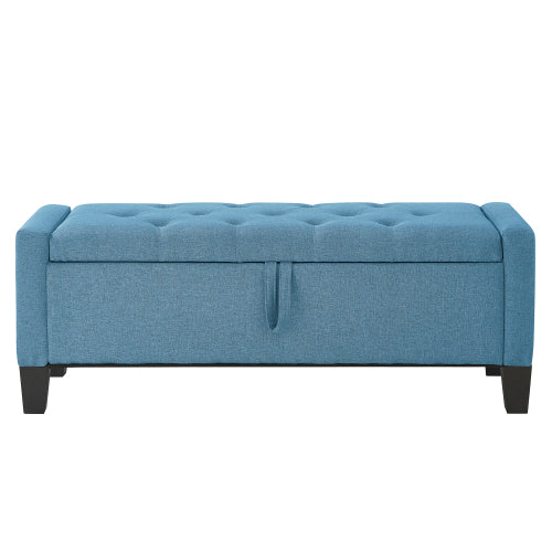Ottoman with Storage, Storage Ottoman Bench with Safety Hinge 350 lb Weight, Upholstered Entryway Bench with Seating for Bedroom, Living Room - Light Blue