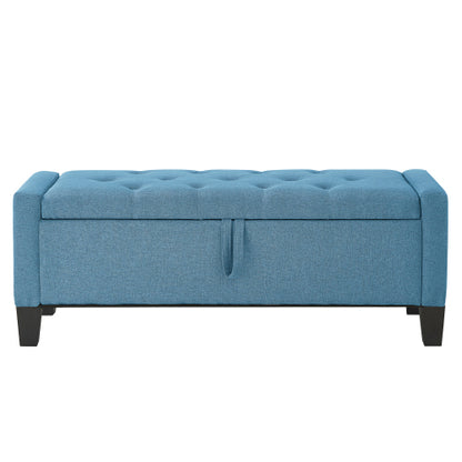 Ottoman with Storage, Storage Ottoman Bench with Safety Hinge 350 lb Weight, Upholstered Entryway Bench with Seating for Bedroom, Living Room - Light Blue