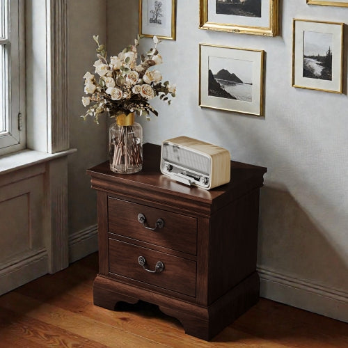 22inch x 16inch x 22.7inch Classic Wooden Nightstand-Cherry