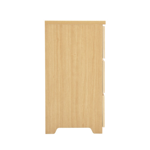 Modern Natural Wood 6 Drawer Dresser, Wave Panel Drawer Fronts, Storage Cabinet, Versatile Chest of Drawers for Bedroom, Living Room - Sleek & Spacious Home Storage Solution