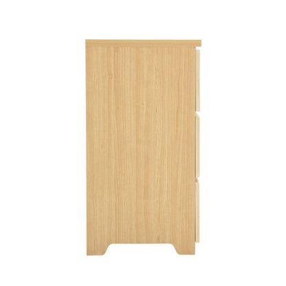 Modern Natural Wood 6 Drawer Dresser, Wave Panel Drawer Fronts, Storage Cabinet, Versatile Chest of Drawers for Bedroom, Living Room - Sleek & Spacious Home Storage Solution