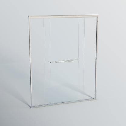 56-60 in. W x 72 in. H Double Sliding Shower Door, Semi-frameless Bypass Bathroom Sliding Door with 1/4" (6mm) Tempered Glass for Walk-in Shower, Chrome 24D03-60CX