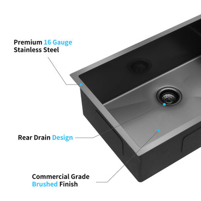 33x19x10"Undermount Single Bowl Stainless Steel Kitchen Sink
