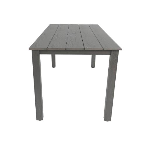 A wooden-textured imitation wood dining table, simple yet with a high quality feel. It has a small tabletop and is perfect for outdoor picnics. Charcoal gray, 68.9 inches.
