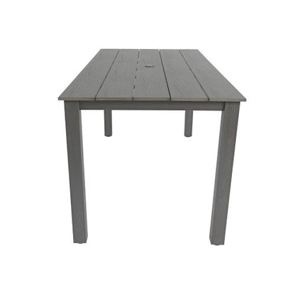 A wooden-textured imitation wood dining table, simple yet with a high quality feel. It has a small tabletop and is perfect for outdoor picnics. Charcoal gray, 68.9 inches.
