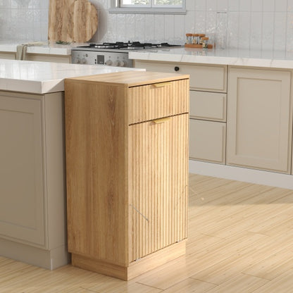 Woodgrain Tilt-Out Trash Can Cabinet with Drawer