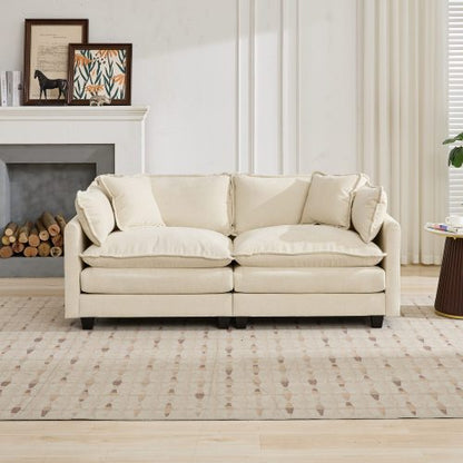 Beige Cloud Loveseat Modular Sofa, Chenille Fabric, Ottoman Not Included