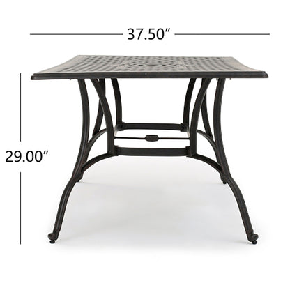 Outdoor Cast Aluminum Rectangular Dining Table, Bronze