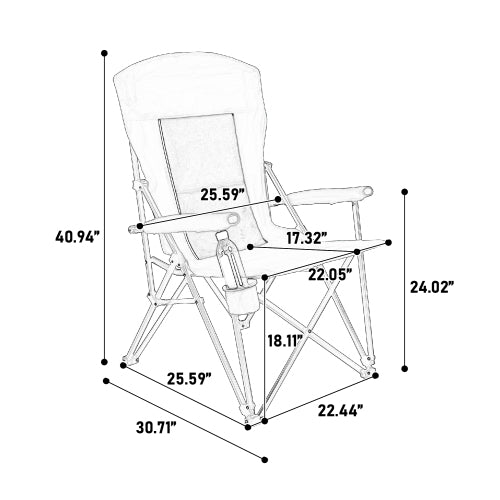 High Back Heavy Duty Lawn Chair Support 250LBS, Portable Collapsible Chair with Cup Holder -Navy blue