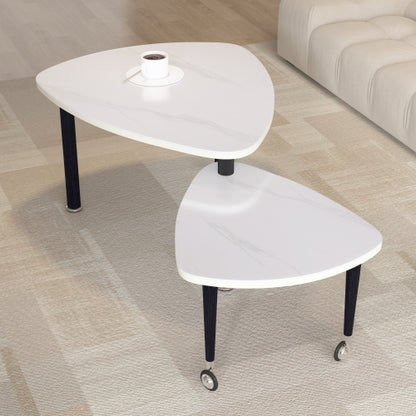 360°Rotatable Coffee Table, White Sintered Stone Top