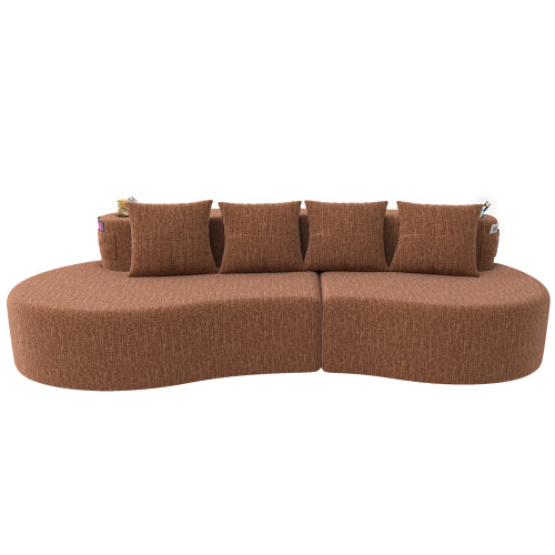 Modern Half-Moon Curved 3-Seat Modular Chenille Sofa No-Assembly for Living-Room Office Apartment